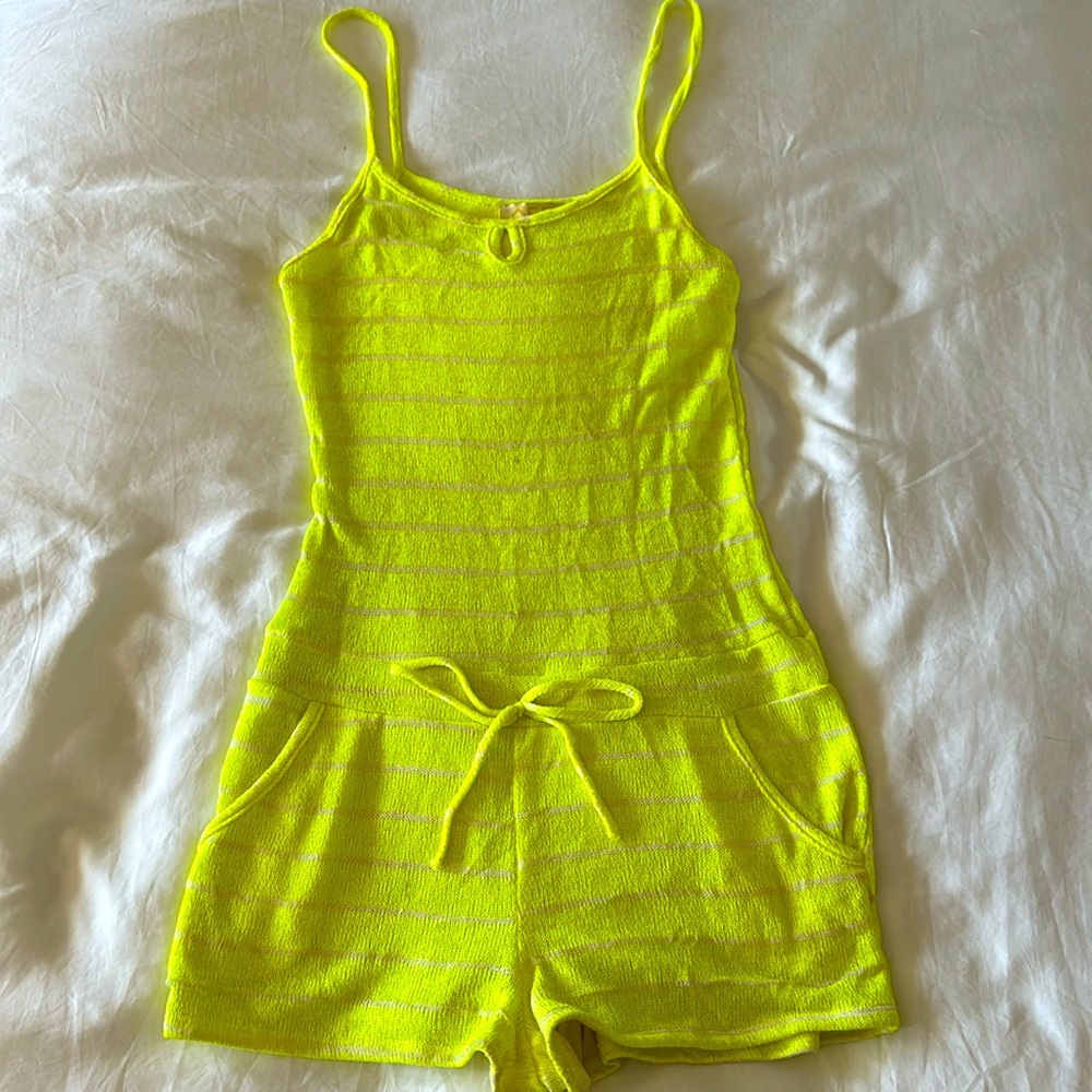 Yellow Striped Camisole Romper
